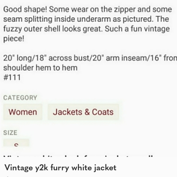 Vintage White Plush Jacket Small - Picture 8 of 8